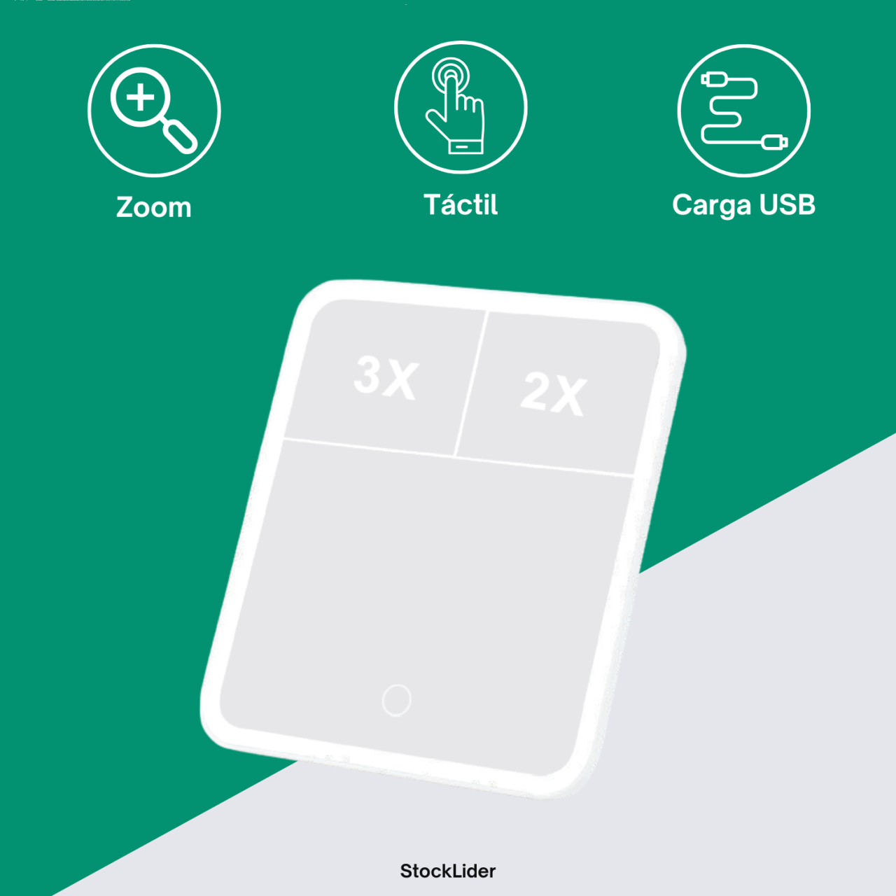 Espejo para Maquillaje – Táctil, con LED y portátil