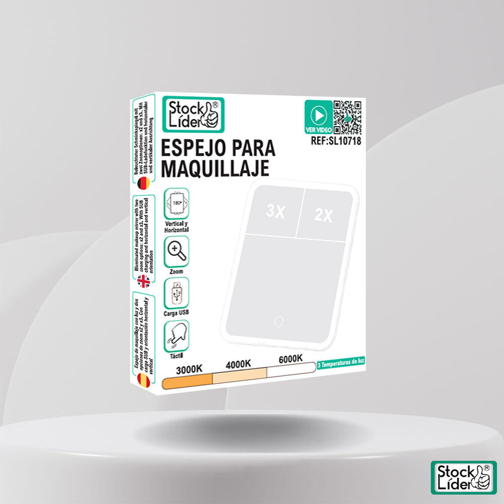 Espejo para Maquillaje – Táctil, con LED y portátil