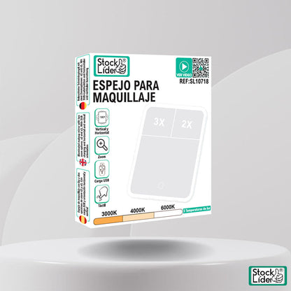 Espejo para Maquillaje – Táctil, con LED y portátil