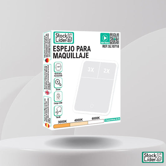 Espejo para Maquillaje – Táctil, con LED y portátil