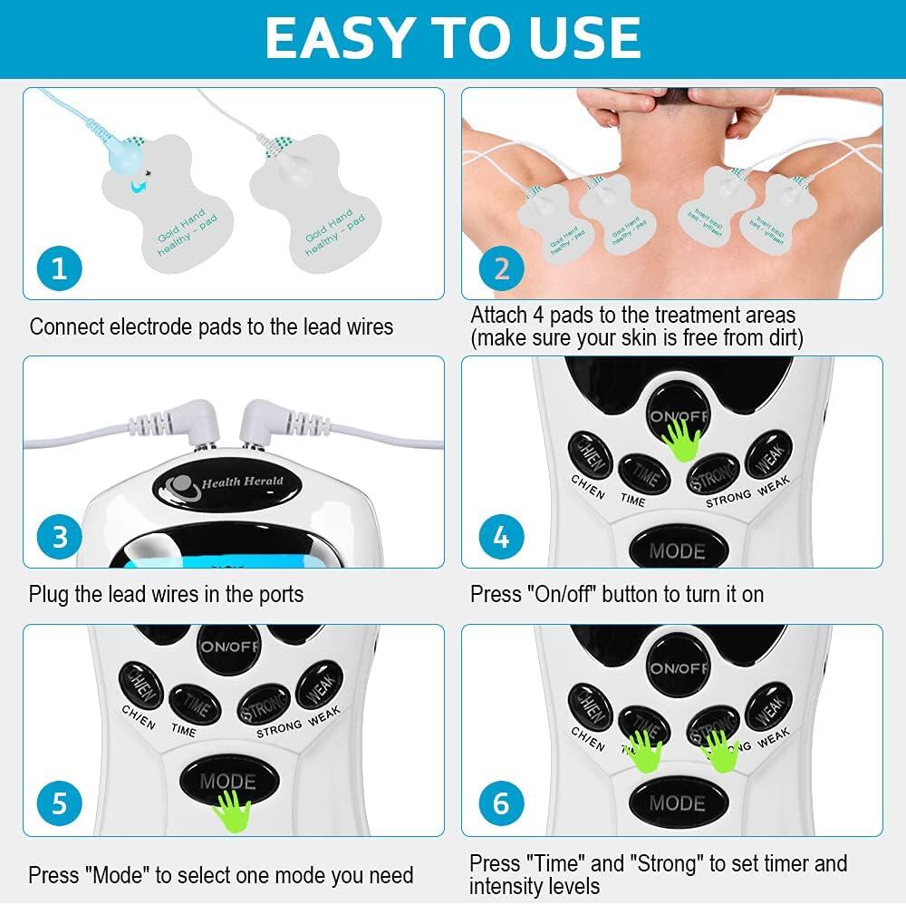Electroestimulador Digital Portátil EMS. Tonifica, recupera y relaja