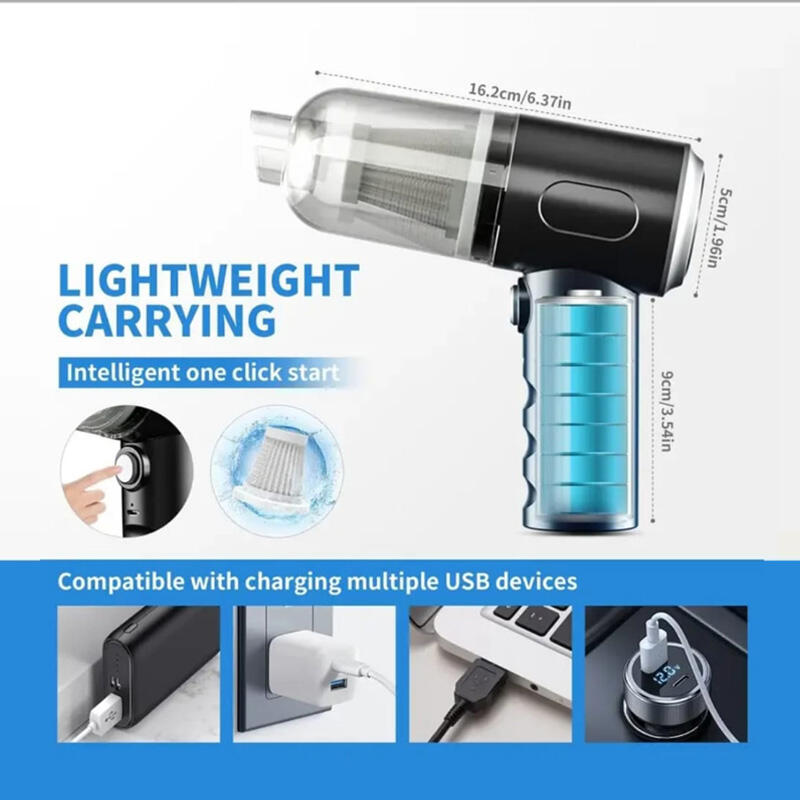 Aspirador de Mano 2-en-1 con Función de Soplido. Limpieza eficaz en casa o coche