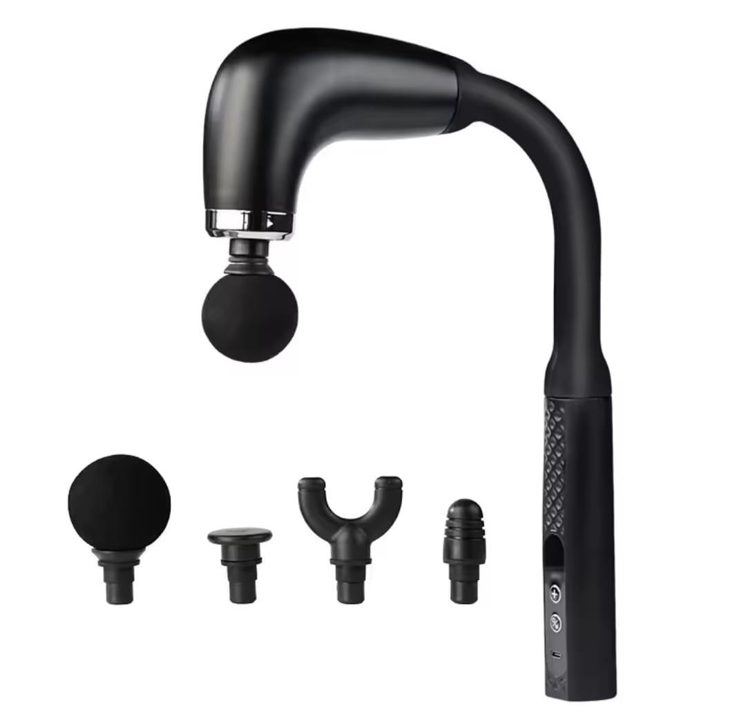 Mini Pistola de Masaje – 4 Cabezas, Botón, Relaja y Activa